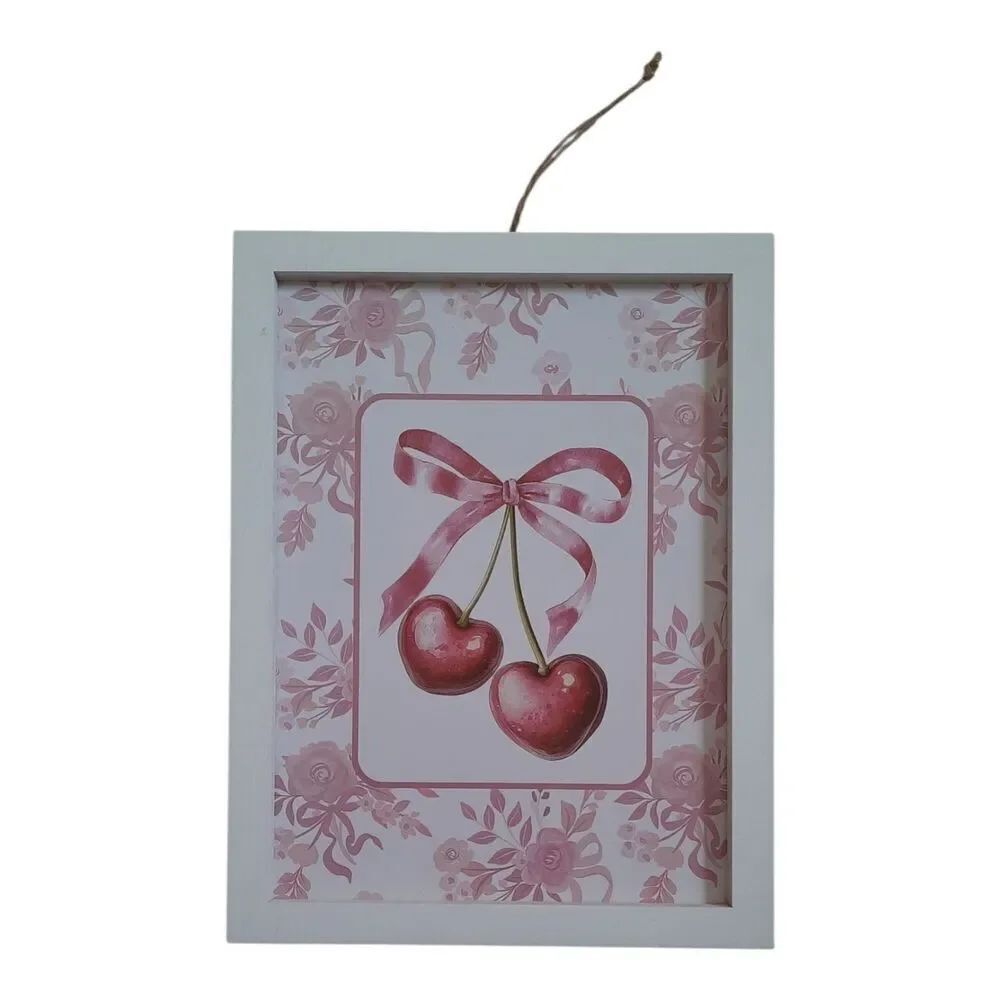 Pink Cherry Floral Coquette Framed Art Print